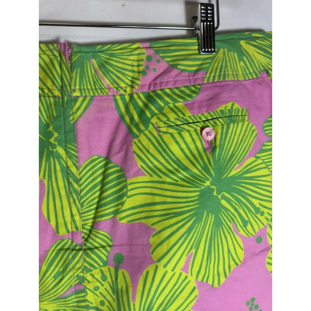 Lilly Pulitzer Skirt Womens 14 Pink Green Floral Mini Cotton Preppy Resort
